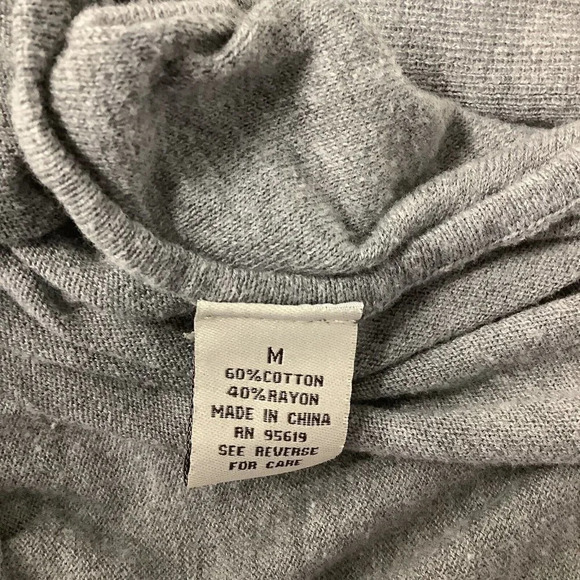 Fever Grey Knit Cowl Neck Tunic Faux Wrap Sweater Top Size Medium Preowned - Picture 6 of 6